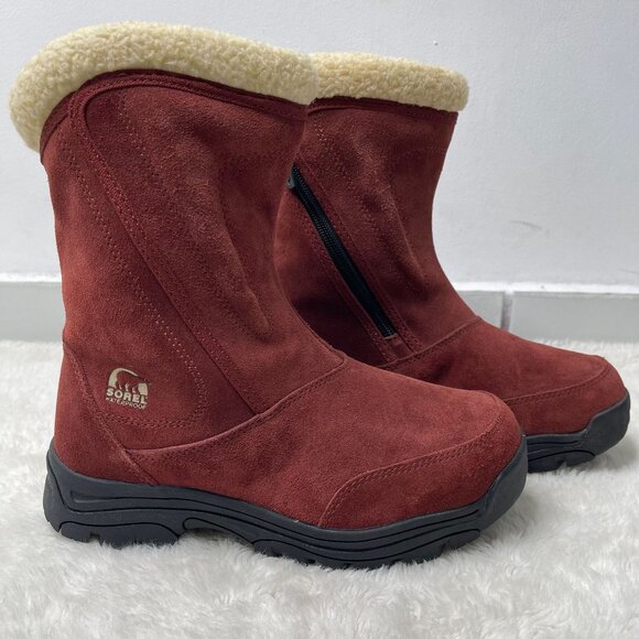Sorel #NL1964 Women's Red Brown Waterfall Waterproof Boots Shoes Size 8 - Picture 3 of 12